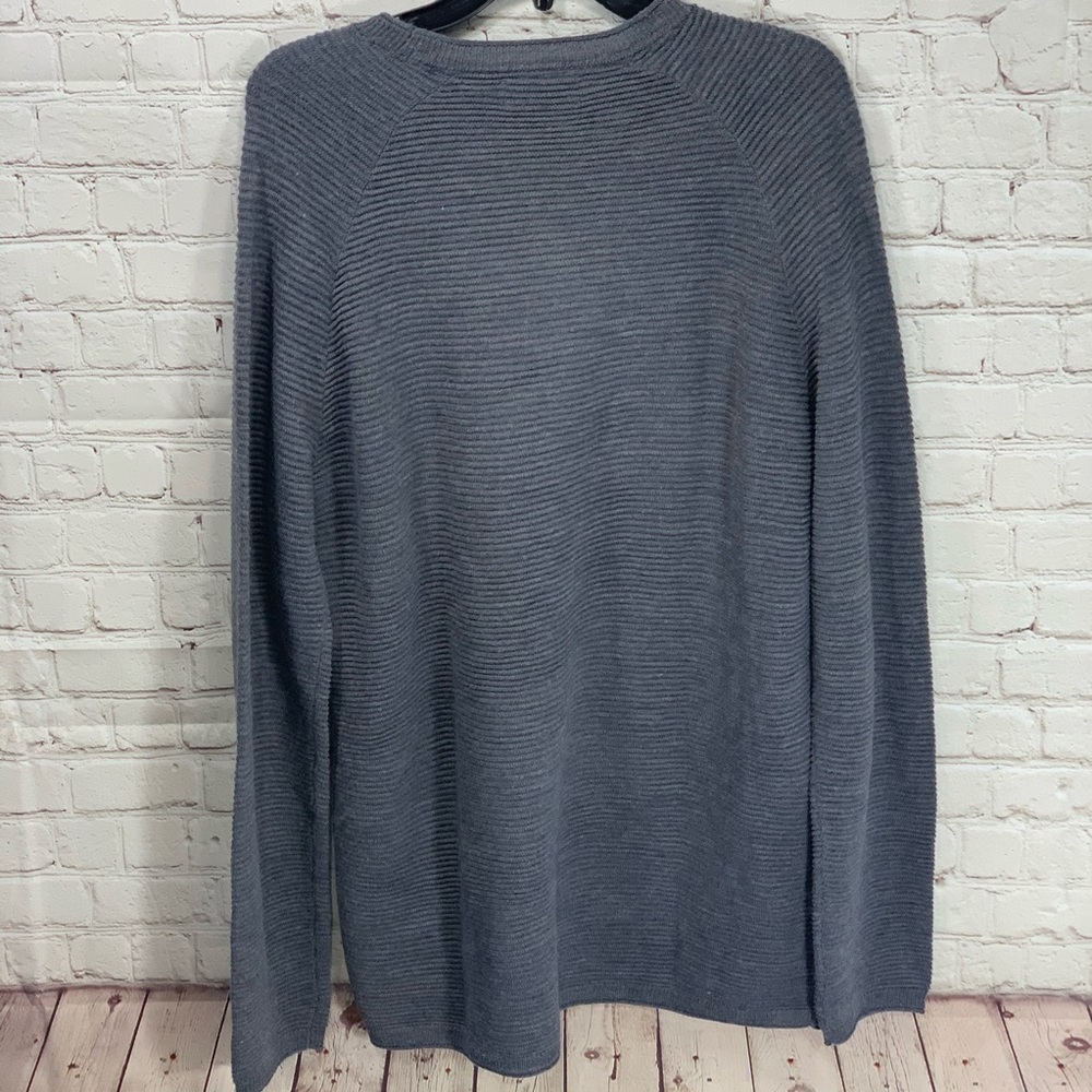 NWOT Toscano Grey Textured Crew Neck Knit Sweater - Picture 3 of 7